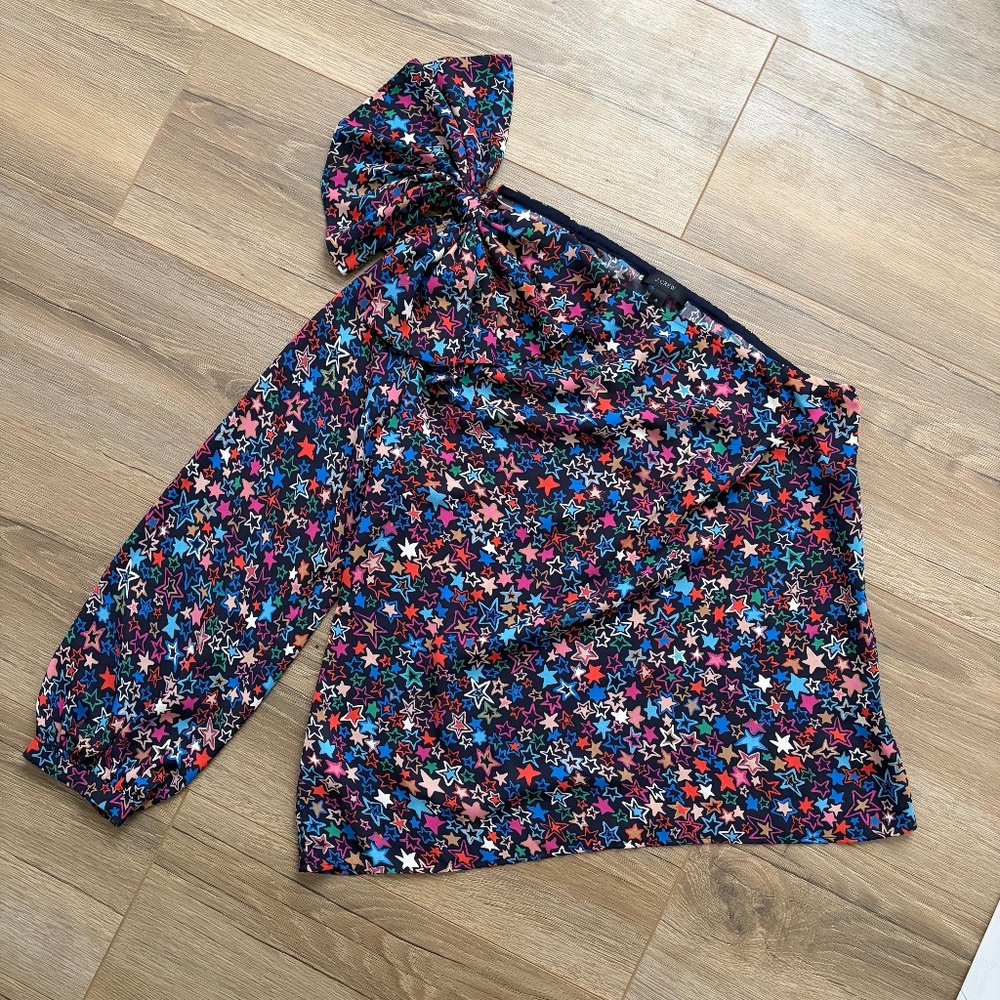 J.Crew One-Shoulder Star Print Blouse